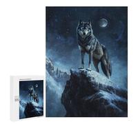 Rompecabezas para Adultos 500 PCS Rompecabezas Wolf Under Moonlight Rompecabezas para Adultos Juguete Decoración De Pared Aliviador del Estrés Difícil Y Desafiante 500 PCS
