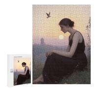 Rompecabezas para Adultos 500 PCS Rompecabezas Woman in Black Dress at Sunset Rompecabezas para Adultos Juguete Decoración De Pared Aliviador del Estrés Difícil Y Desafiante 500 PCS