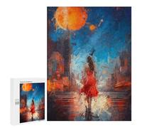 Rompecabezas para Adultos 500 PCS Rompecabezas Woman in The Red Dress Rompecabezas para Adultos Juguete Decoración De Pared Aliviador del Estrés Difícil Y Desafiante 500 PCS