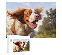 Rompecabezas para Adultos 500 PCS Running Brittany Spaniel with Windblown Fur Rompecabezas para Adultos Juguetes Antiestrés Mejora La Memoria Regalos De Cumpleaños Y Únicos 500 PCS