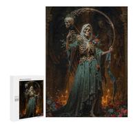 Rompecabezas para Adultos 500 PCS Santa Muerte with Flowers Rompecabezas para Adultos Juegos Familiares Regalo De Cumpleaños Regalos De Cumpleaños 500 PCS