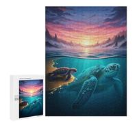 Rompecabezas para Adultos 500 PCS Sea Turtles Sunset Rompecabezas Juegos Relajantes Análisis Y Lógica Cumpleaños Y Navidad 500 PCS