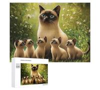 Rompecabezas para Adultos 500 PCS Siamese Cat Family Portrait Rompecabezas para Adultos Juegos Relajantes Análisis Y Lógica Cumpleaños Y Navidad 500 PCS