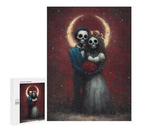 Rompecabezas para Adultos 500 PCS Skeletal Wedding Couple with Red Roses Rompecabezas para Adultos Juegos Familiares Regalo De Cumpleaños Regalos De Cumpleaños 500 PCS