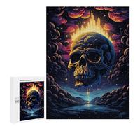 Rompecabezas para Adultos 500 PCS Skull in The Night Sky Rompecabezas para Adultos Juego De Ingenio Decoración Perfecta Cumpleaños Y Navidad 500 PCS