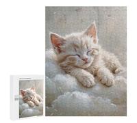 Rompecabezas para Adultos 500 PCS Sleeping White Kitten on Clouds Rompecabezas para Adultos Juegos Divertidos Decoración Desafiante De Completar 500 PCS