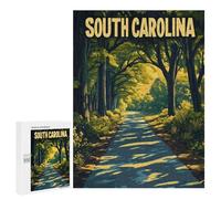 Rompecabezas para Adultos 500 PCS South Carolina Road Through Trees Rompecabezas para Adultos Análisis Y Lógica Entrena Tu Cerebro Y Tus Manos Juguete Juego Intelectual 500 PCS