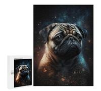 Rompecabezas para Adultos 500 PCS Space Pug Portrait Rompecabezas para Adolescentes Ensamblaje De Patrones Interacción Entre Padres E Hijos Hermoso Juego De Diseño 500 PCS