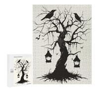 Rompecabezas para Adultos 500 PCS Spooky Tree Silhouette Rompecabezas para Adultos Juegos Relajantes Difícil Regalos para Amigos Y Familiares 500 PCS
