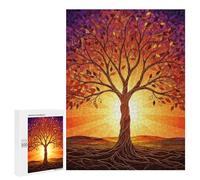 Rompecabezas para Adultos 500 PCS Stained Glass Tree of Life Artwork Rompecabezas Juegos Relajantes Análisis Y Lógica Cumpleaños Y Navidad 500 PCS