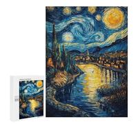 Rompecabezas para Adultos 500 PCS Starry Night Village Rompecabezas para Adultos Juegos Relajantes Análisis Y Lógica Cumpleaños Y Navidad 500 PCS