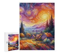 Rompecabezas para Adultos 500 PCS Starry Night Village V14 Juego De Rompecabezas para Ejercitar La Mente Corte De Precisión Interacción Entre Padres E Hijos 500 PCS