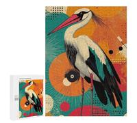 Rompecabezas para Adultos 500 PCS Stork with Geometric Background Graceful Crane A Vibrant Pop Art Expression Rompecabezas para Adultos Juegos Familiares Corte De Precisión Cumple