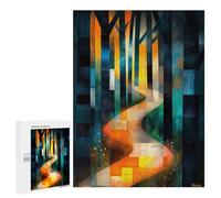 Rompecabezas para Adultos 500 PCS Sunny Path Inspired by August Macke - Geometric Abstract Landscape Art Rompecabezas para Adultos Juegos Divertidos Decoración Desafiante De Completar 500 PCS