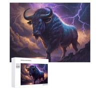 Rompecabezas para Adultos 500 PCS Thundering Bull Epic Lightning Scene Rompecabezas para Adultos Juego De Ingenio Regalos para Mujeres Regalos para Amigos Y Familiares 500 PCS