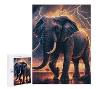 Rompecabezas para Adultos 500 PCS Thundering Giants The Majestic Elephant in Stormy Skies Rompecabezas para Adultos Juego Familiar Regalos para Mujeres Regalo De Cumpleaños, Regalos, 500 PCS