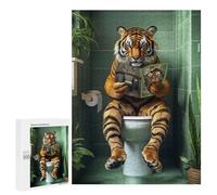 Rompecabezas para Adultos 500 PCS Tiger on The Toilet Rompecabezas para Adultos Juegos Relajantes Mejora La Memoria Cumpleaños Y Navidad 500 PCS