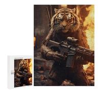 Rompecabezas para Adultos 500 PCS Tiger Rifle Fire Weapon Rompecabezas para Adultos Juegos Familiares Corte De Precisión Cumpleaños Y Navidad 500 PCS