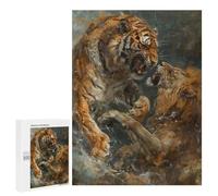 Rompecabezas para Adultos 500 PCS Tiger VS Lion Fighting Art Rompecabezas para Adultos Juguetes Antiestrés Decoración del Hogar Cumpleaños Y Navidad 500 PCS
