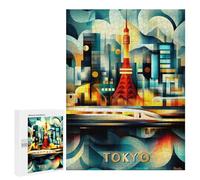 Rompecabezas para Adultos 500 PCS Tokyo Cubist Lights - Modern Geometric Cityscape Rompecabezas para Adultos Juego Práctico Mejora La Memoria Regalos para Amigos Y Familiares 500 PCS