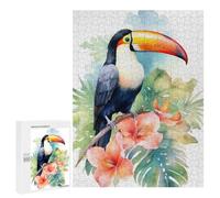 Rompecabezas para Adultos 500 PCS Toucan Bird Watercolor Juego De Rompecabezas para Ejercitar La Mente Corte De Precisión Interacción Entre Padres E Hijos 500 PCS