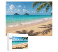 Rompecabezas para Adultos 500 PCS Tropical Beach with Palm Tree Shadows Rompecabezas para Adultos Juguetes Antiestrés Mejora La Memoria Regalos De Cumpleaños Y Únicos 500 PCS