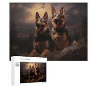 Rompecabezas para Adultos 500 PCS Two German Shepherds at Dusk Rompecabezas para Adultos Juegos Relajantes Una Obra De Arte Regalo De Cumpleaños, Regalos, 500 PCS