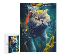 Rompecabezas para Adultos 500 PCS Underwater Cat 2 Rompecabezas para Adolescentes Juego De Ingenio Análisis Y Lógica 500 PCS