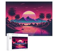 Rompecabezas para Adultos 500 PCS Vibrant Retro Sunset Landscape Rompecabezas para Adolescentes Juego De Ingenio Carrera De Velocidad De Manos Regalos De Cumpleaños Y Únicos 500 PCS