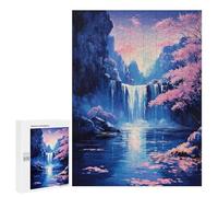 Rompecabezas para Adultos 500 PCS Waterfall Serenity Cherry Blossom Nature Rompecabezas para Adultos Juego De Ingenio Desafío Difícil 500 PCS