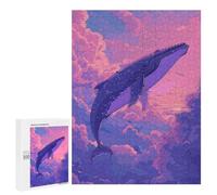 Rompecabezas para Adultos 500 PCS Whale Flying on Sky Retro Rompecabezas para Adultos Juegos Relajantes Mejora La Memoria Difícil Y Desafiante 500 PCS