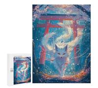 Rompecabezas para Adultos 500 PCS White Kitsune Fox Spirit Rompecabezas para Adultos Juego Práctico Mejora La Memoria Regalos para Amigos Y Familiares 500 PCS
