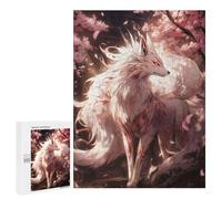 Rompecabezas para Adultos 500 PCS White Sakura Kitsune Rompecabezas para Adolescentes Juego De Ingenio Análisis Y Lógica 500 PCS