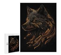 Rompecabezas para Adultos 500 PCS Wolf Black Gold Rompecabezas para Adolescentes Juegos Relajantes Regalos para Mujeres Cumpleaños Y Navidad 500 PCS