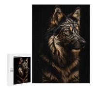 Rompecabezas para Adultos 500 PCS Wolf Gold Dark Animal Rompecabezas para Adultos Juegos Relajantes Mejora La Memoria Cumpleaños Y Navidad 500 PCS