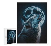 Rompecabezas para Adultos 500 PCS Wolf Howling at Moon Rompecabezas para Adultos Juegos Familiares Corte De Precisión Cumpleaños Y Navidad 500 PCS