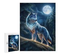 Rompecabezas para Adultos 500 PCS Wolf Light Night Atmospher Rompecabezas para Adultos Juegos Familiares Corte De Precisión Cumpleaños Y Navidad 500 PCS