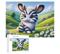 Rompecabezas para Adultos 500 PCS Zebra Bunny in Daisy Field Rompecabezas para Adultos Juego De Ingenio Decoración Perfecta Cumpleaños Y Navidad 500 PCS