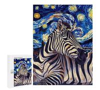 Rompecabezas para Adultos 500 PCS Zebra in Starry Night Style Rompecabezas para Adultos Juegos Divertidos Decoración Desafiante De Completar 500 PCS