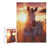 Rompecabezas para Adultos 500 PCS Zebra Sunset Harmony Rompecabezas para Adultos Juguetes Antiestrés Mejora La Memoria Regalos De Cumpleaños Y Únicos 500 PCS