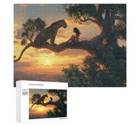 Rompecabezas para adultos, 500 piezas, aventuras en la selva amazónica, leopardo y niños, atardecer, adolescentes, juguetes antiestrés, regalos para mujeres, actividades divertidas en casa, 500 piezas