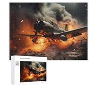 Rompecabezas para adultos, 500 piezas, avión de guerra, escena de explosión, rompecabezas relajante, análisis y lógica, regalos únicos de cumpleaños y Navidad, 500 unidades