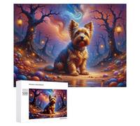 Rompecabezas para adultos, 500 piezas, bosque mágico con lindo perro, rompecabezas para adultos, juego de acertijo cerebral, decoración de pared, regalo de cumpleaños, regalos, 500 piezas