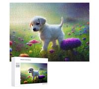 Rompecabezas para adultos, 500 piezas, campo de flores, aventura, lindo cachorro, exploración, juegos relajantes, análisis y lógica, regalos únicos de cumpleaños y Navidad, 500 piezas