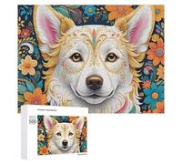Rompecabezas para adultos, 500 piezas, colorido diseño floral de perro, rompecabezas para adultos, desafío difícil, ideal como regalo, 500 unidades