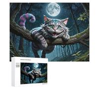 Rompecabezas para adultos, 500 piezas de fantasía, bosque, gato, luna, noche, adolescentes, rompecabezas para decoración del hogar, cumpleaños único y regalos, 500 piezas