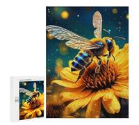 Rompecabezas para adultos, 500 piezas de Golden Bee on Sunflower para adultos, juego familiar, compilación de patrones, interacción entre padres e hijos, 500 piezas