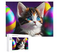 Rompecabezas para adultos, 500 piezas de huevos de Pascua coloridos con lindos gatitos y adolescentes, rompecabezas para decoración del hogar, cumpleaños único y regalos, 500 unidades