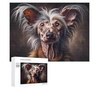Rompecabezas para adultos, 500 piezas de retrato de perro con cresta china, rompecabezas para adolescentes, juego de acertijo cerebral, decoración del hogar, cumpleaños único y regalos, 500 piezas