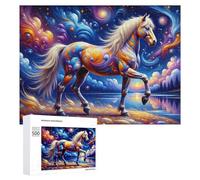 Rompecabezas para adultos, 500 piezas de rompecabezas coloridos de caballos de fantasía, arte 1, para adultos, juegos familiares, pero divertidos y divertidos para cumpleaños, Navidad, 500 piezas